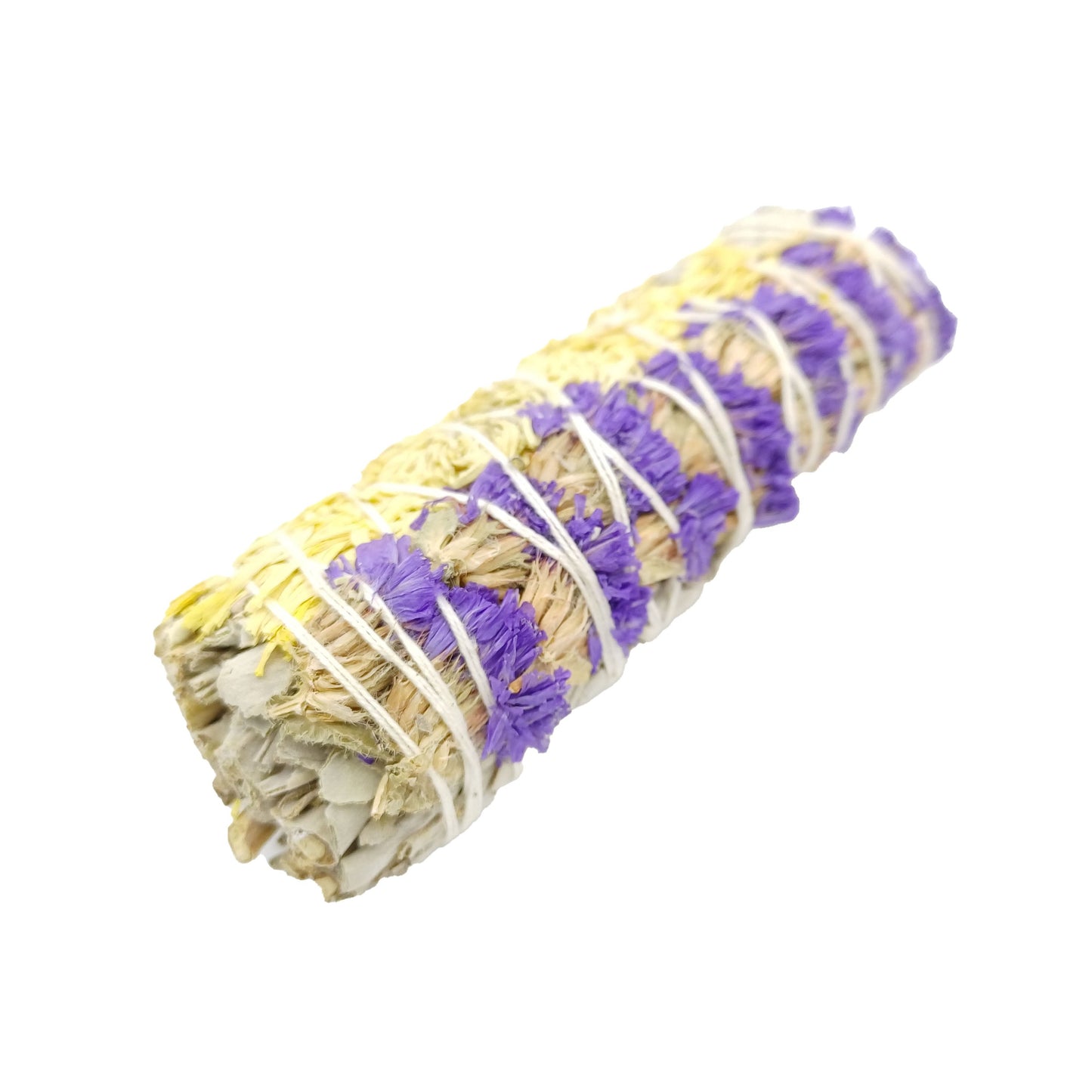 White Sage Smudge Sticks with Forget-me-nots & Yellow chrysanthemum